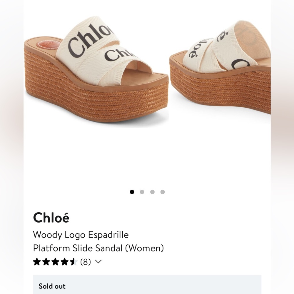 Chloé Woody Logo Espadrille platform slide sandal (white/cream)
